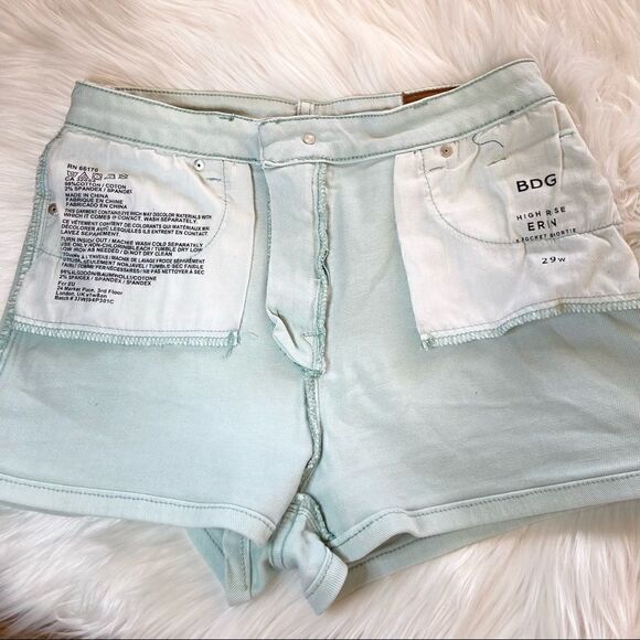 BDG x URBAN OUTFITTERS High Rise ‘Erin’ 5-Pocket Shorts in Mint Blue - Picture 6 of 7